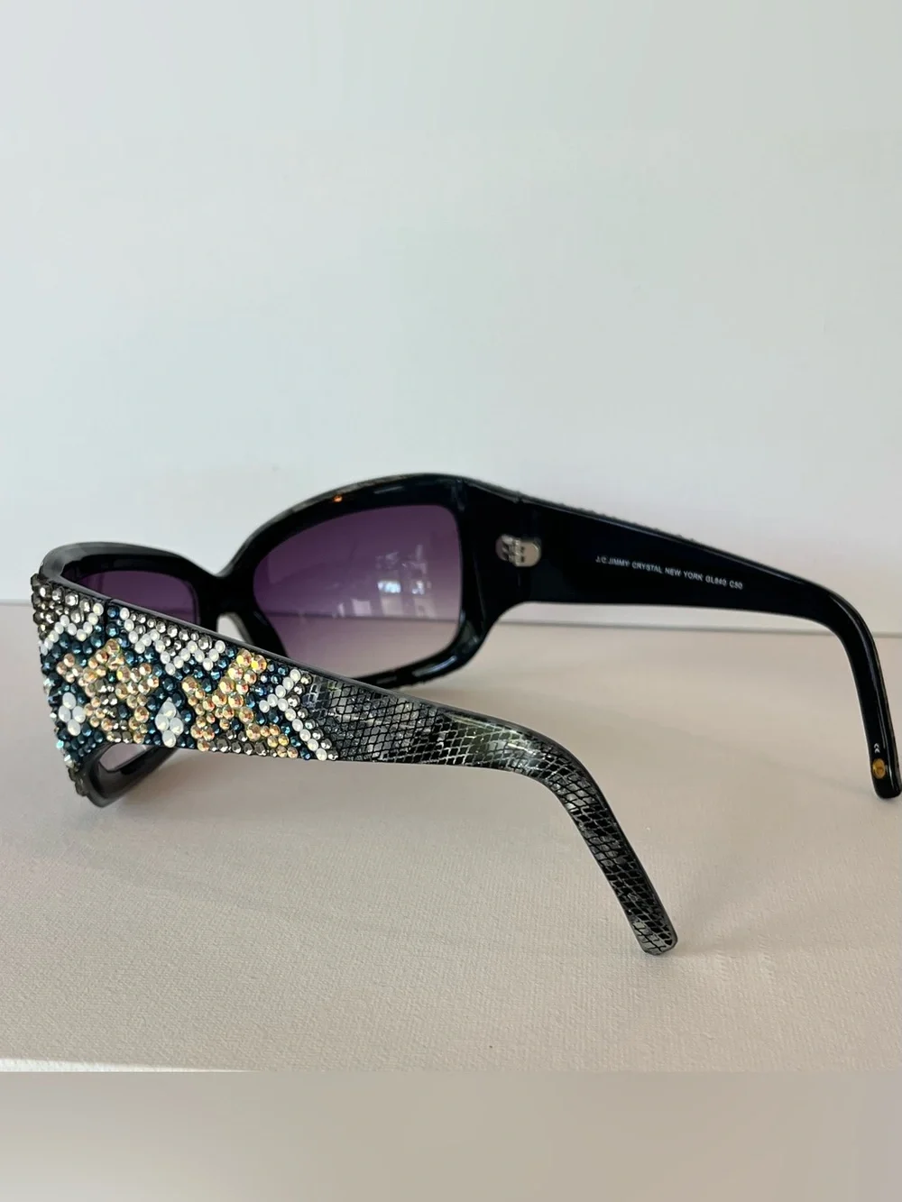 Jimmy Crystal GL840 C50 Swarovski Butterfly Oversized Sunglasses Black